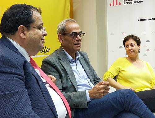El conseller d'Interior Joan Ignasi Elena participa amb Jaume Graells i Sílvia Casola en l'acte sobre seguretat a l'Hospitalet